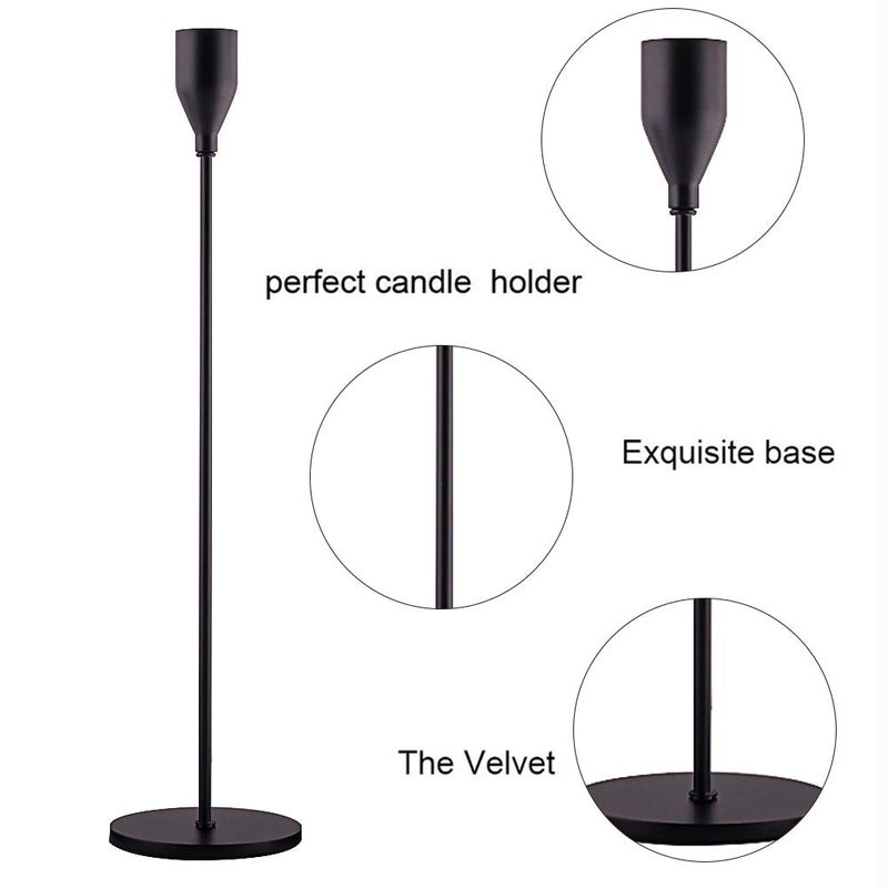 SUJUN Matte Black Candle Holders Set of 3 for Taper Candles, Decorative Candlestick Holder for Wedding, Dinning, Party, Fits 3/4 inch Thick Candle&Led Candles (Metal Candle Stand) - Image 3